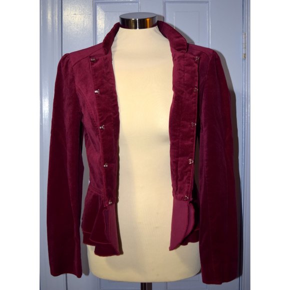 WHBM Red Velvet Peplum Jacket size 8 - Picture 2 of 6